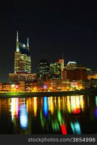 Downtown Nashville, TN in the evening