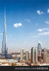 Downtown of Dubai, day view on luxury city, majestic world&rsquo;s highest skyscraper, Burj Khalifa, new modern architecture, best place for travel