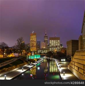 Downtown of Indianapolis at the night time