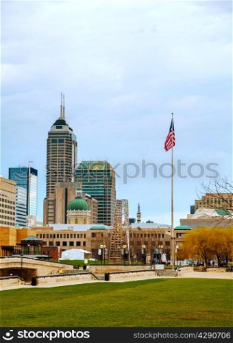Downtown of Indianapolis in the evening time
