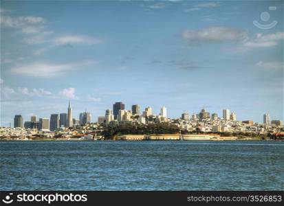 Downtown of San Francisco as seen from seaside in noon