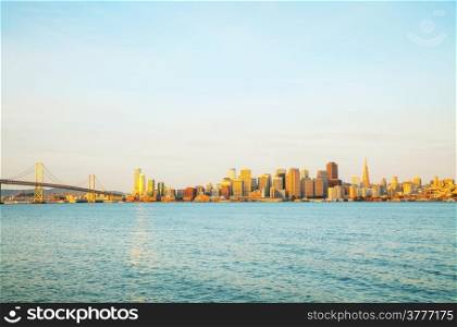 Downtown of San Francisco as seen from the bay in the morning