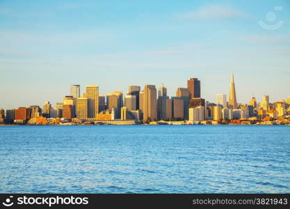 Downtown of San Francisco as seen from the bay in the morning