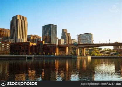 Downtown of St. Paul, MN and Mississippi river
