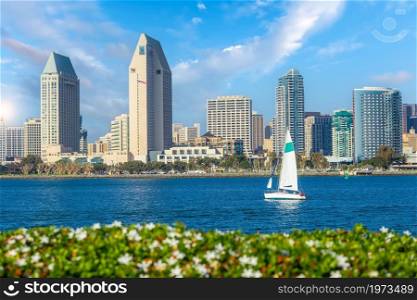 Downtown San Diego city skyline cityscape of United States