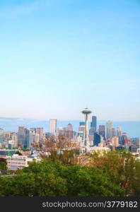 Downtown Seattle as seen from the Kerry park in the evening