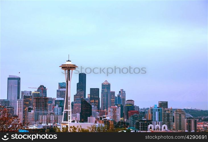 Downtown Seattle as seen from the Kerry park in the morning