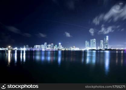 Downtown skyline across Biscayne Bay, Miami, Florida, USA