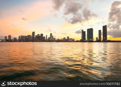 Downtown skyline at dusk, Miami, Florida, USA