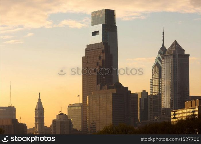 Downtown skyline with City Hall, Philadelphia, Pennsylvania, USA