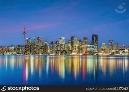 Downtown Toronto city skyline, cityscape of Canada at sunset