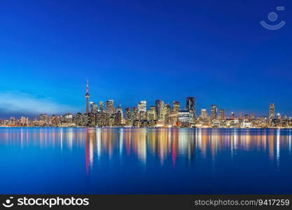 Downtown Toronto city skyline, cityscape of Canada at sunset