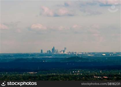 Downtown uptown Charlotte, North Carolina skyline in the distance