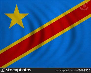 DR Congo national official flag. African patriotic symbol, banner, element, background. Correct color. Flag of Democratic Republic of the Congo wavy detailed fabric texture accurate size, illustration