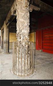 Dragon column in a temple, Temple of Confucius, Qufu, Shandong Province, China