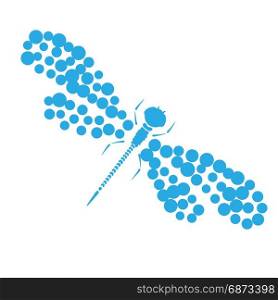 dragon-fly silhouette. Cartoon graphic illustration of damselfly isolated with black and white wings. Sketch insect dragonfly. Dragonfly blue silhouette. Cartoon graphic illustration of damselfly isolated with light-blue and white wings. Sketch insect
