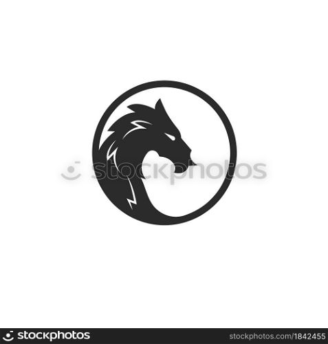 Dragon head circle icon template vector illustration design