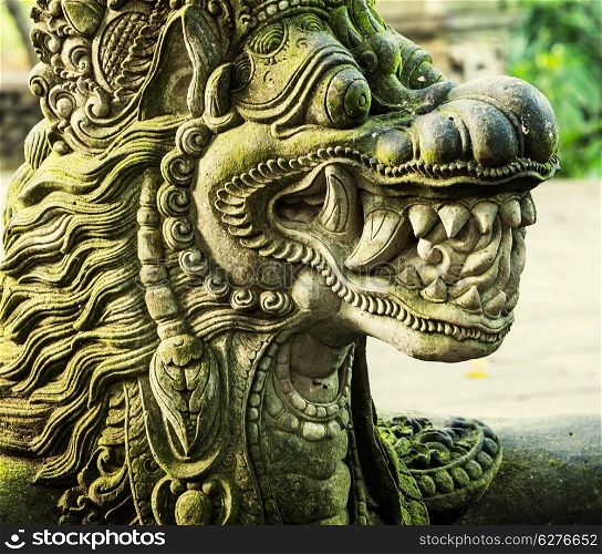 Dragon statue in Monkey Forest Sanctuary in Bali, Indonesia.