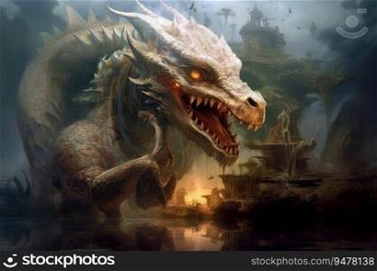Dragons and fantasy artificial intelligence image. Generative AI