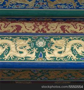 Dragons painted on a wall, Forbidden City, Xicheng District, Beijing, China