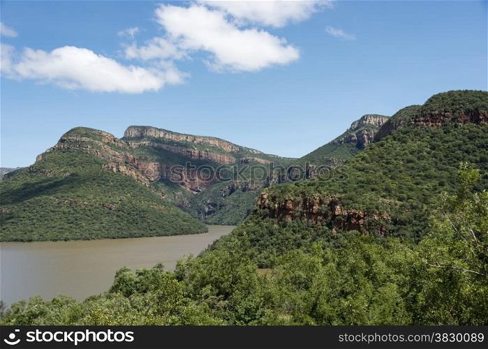 drakensberg in south africa near hoedspruit with lake and waterfall