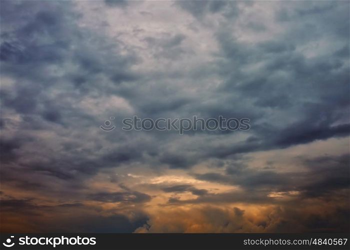 Dramatic cloudy sky with dark storm clouds