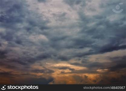 Dramatic cloudy sky with dark storm clouds