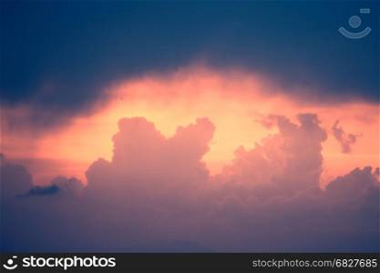 Dramatic cloudy sunset sky background
