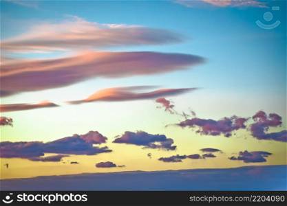 Dramatic colorful dusk sky after sunset view, nature painting at its best
