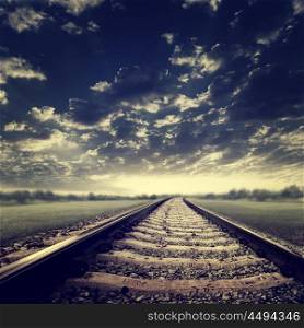 Dramatic railroad. Abstract transportation and tourism backgrounds