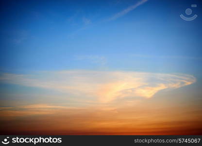 Dramatic sky at sunset with red, yellow, orange and blue colors