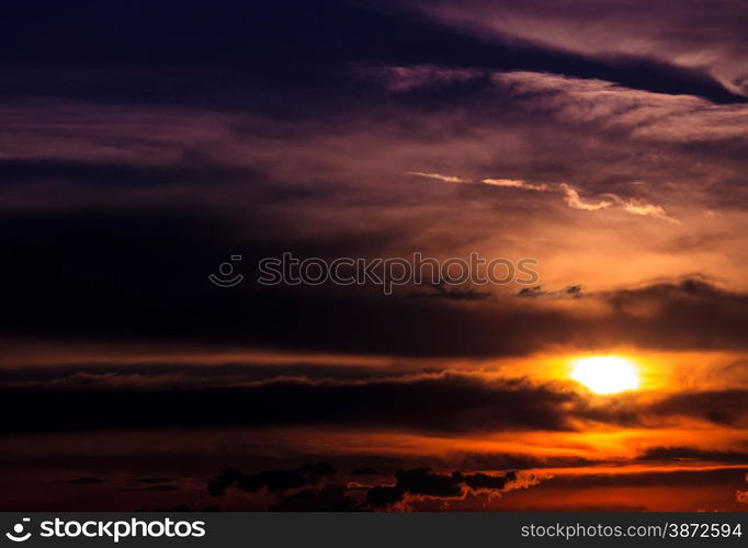 Dramatic sky. Dramatic sunset