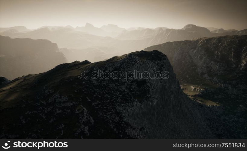 Dramatic sky over steps in a mountain.