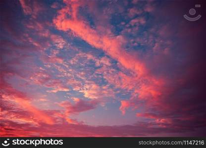 Dramatic sky red cloud amazing colored purple clouds sunset colorful nature with blue sky background