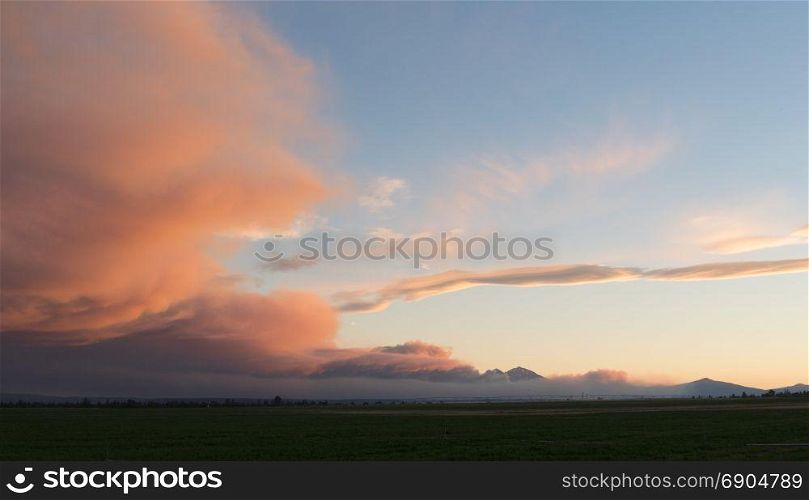 Dramatic Sky Storm Cloud Formation Wildfire Smoke Sunset