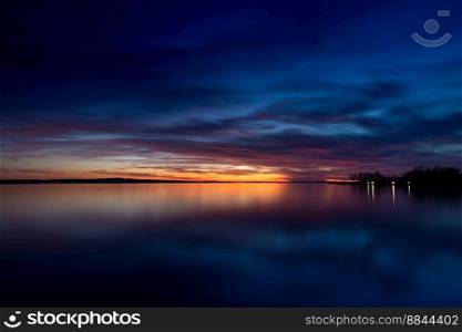 Dramatic sky, sunset over the lake Balaton in Hungary