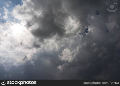 dramatic sky with cloud dark storm clouds before rain