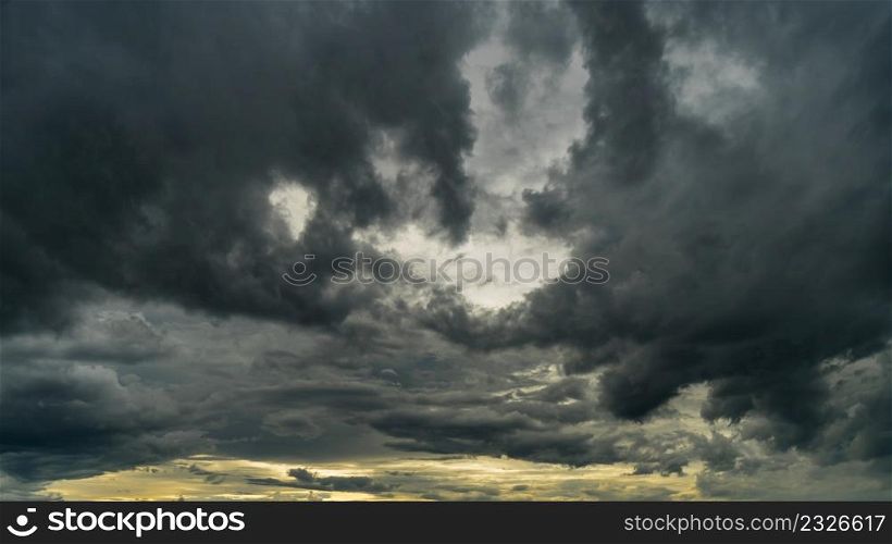 Dramatic storm clouds at dark sky