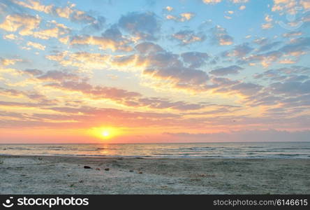 dramatic summer sunset sky and sea