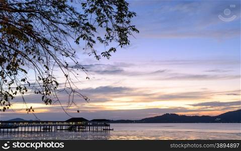 Dramatic sunset sky on Andaman sea in Ranong, Thailand