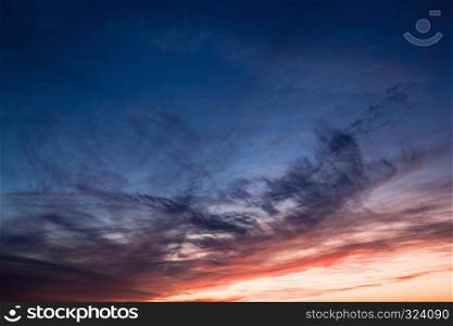 Dramatic sunset sky with stormy clouds nature background