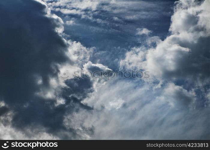 Dramatic view of a blue cloudy sky