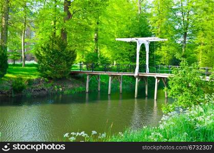 Drawbridge over Canal in the Park, Netherlands