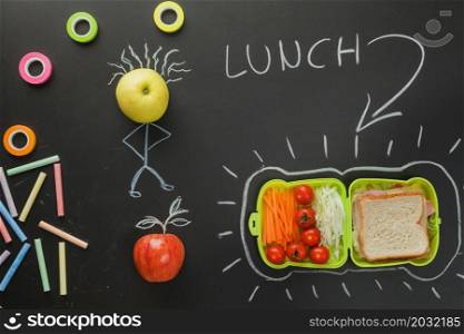 drawing blackboard showing lunch time