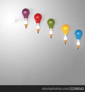 drawing idea pencil and light bulb concept creative and leadership concept with copy space