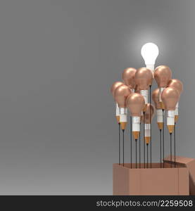 drawing idea pencil and light bulb concept outside the box as creative and leadership concept