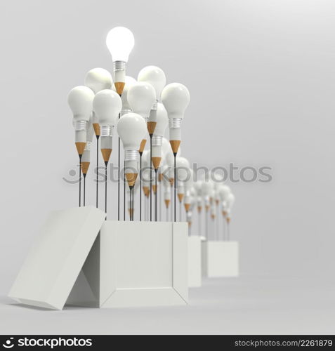 drawing idea pencil and light bulb concept outside the box as creative and leadership concept