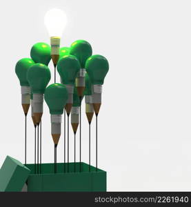 drawing idea pencil and light bulb concept outside the box as creative and leadership concept