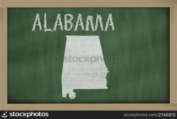 drawing of alabama state on chalkboard, drawn by chalk