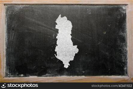 drawing of albania on chalkboard, drawn by chalk